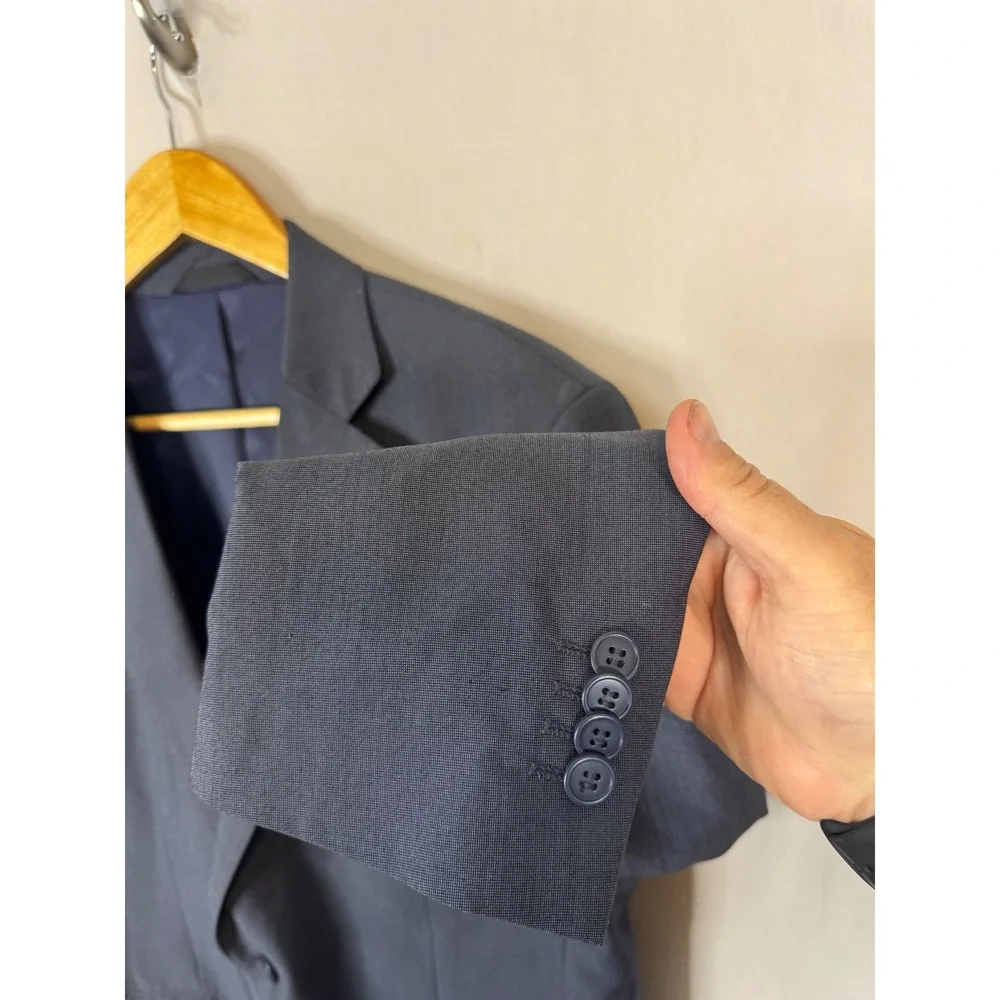 Geoffrey Beene Mens 40R Navy Blue 2 Piece Suit Blazer Pants 34X31